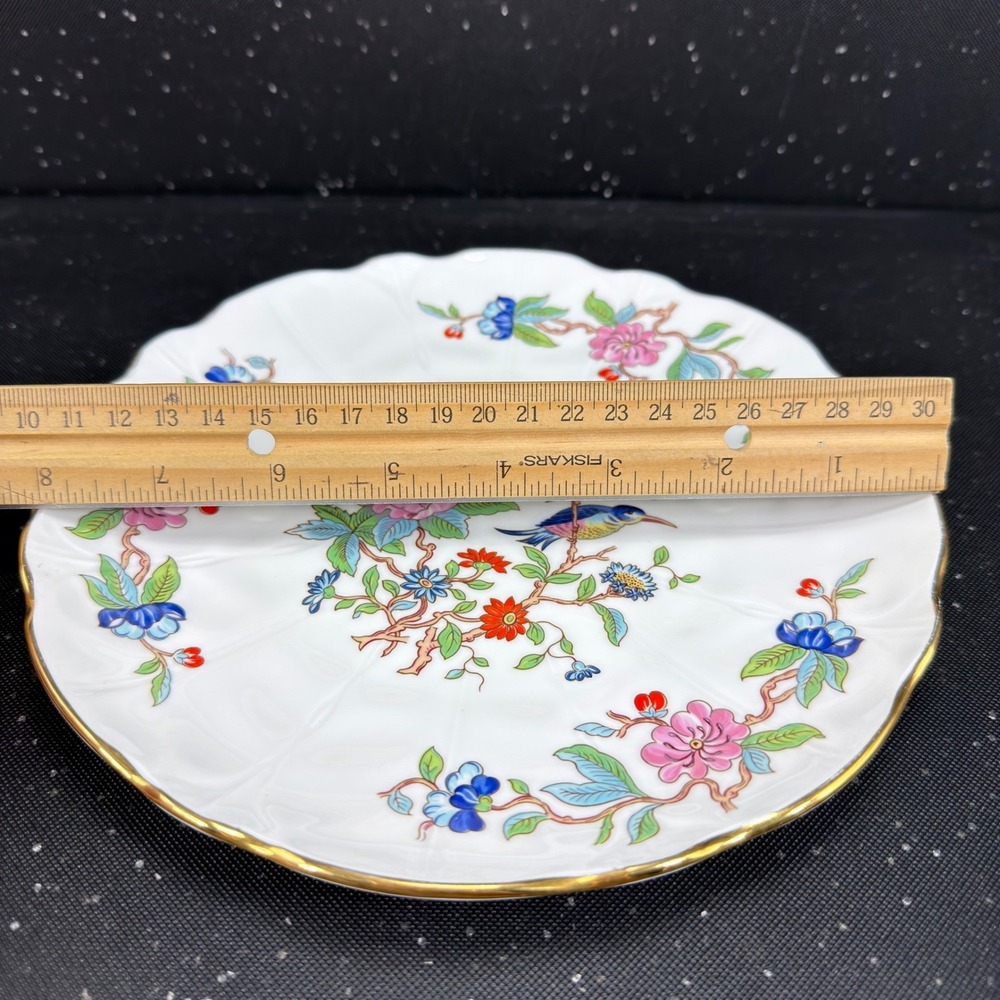 Aynsley Pembroke Fine Bone China Plate 8 Inch Bird Floral Gold Gilded Scalloped - Picture 2 of 12